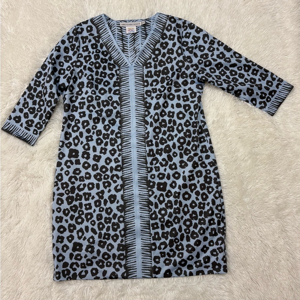Gretchen Scott Designs Light Blue and Gray Patterned Top